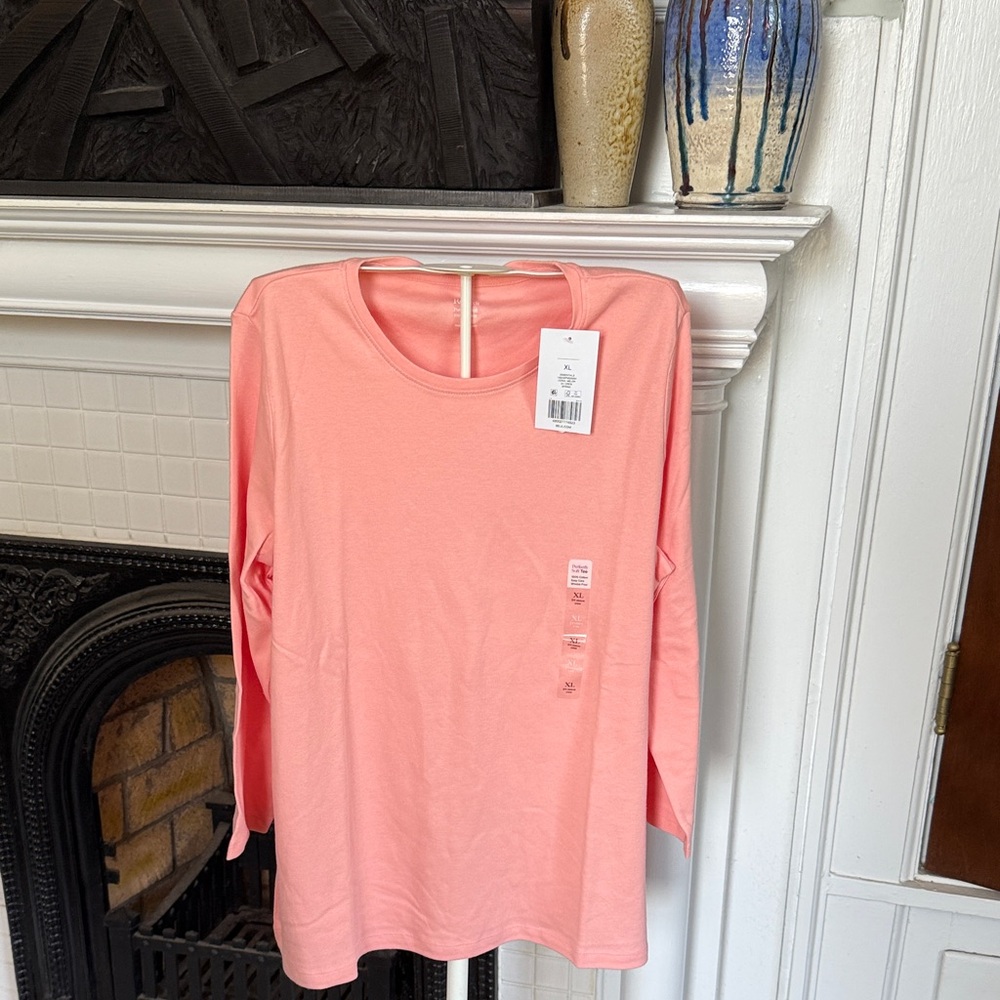 Kim Rogers coral melon‎ 3/4 crew. NWT retail 30